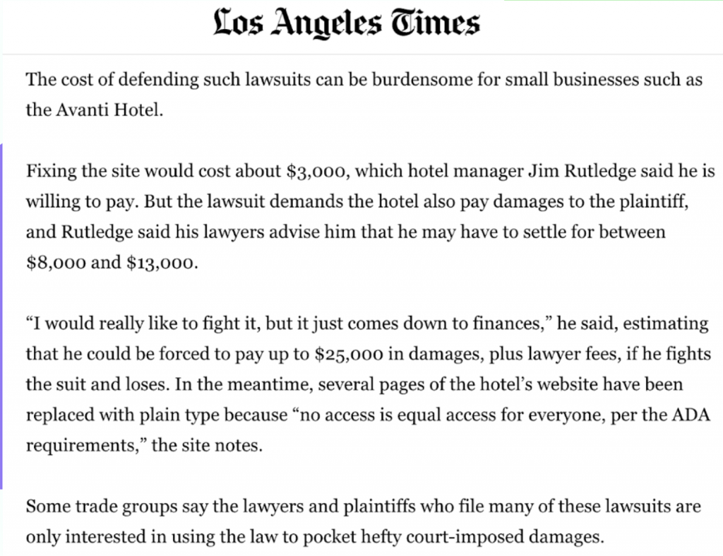 LA Times talks about ADA law suit